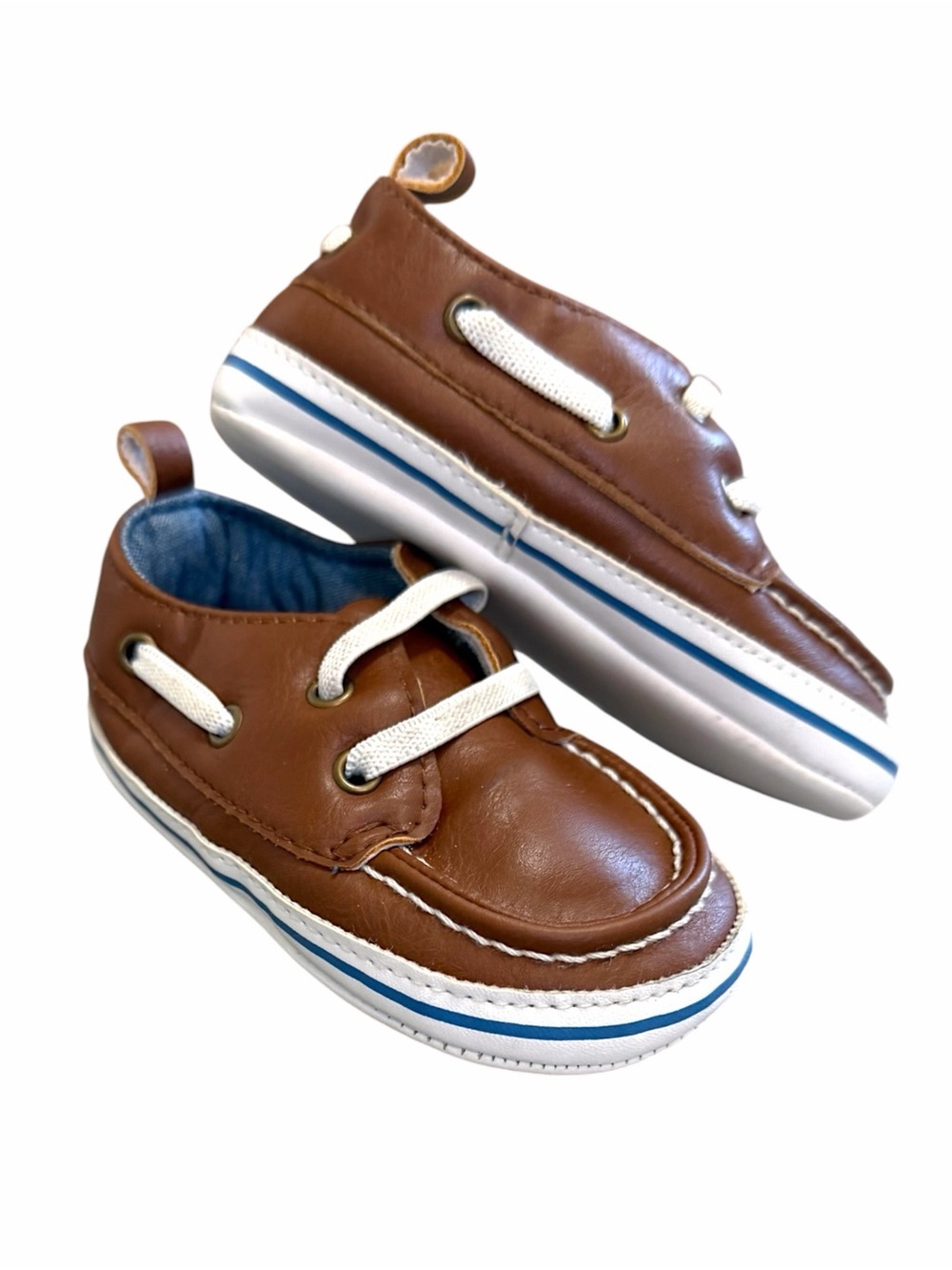 Carter's Baby Boy Brown Boat Shoes Soft Soled Crib Shoes Size 9-12 Months